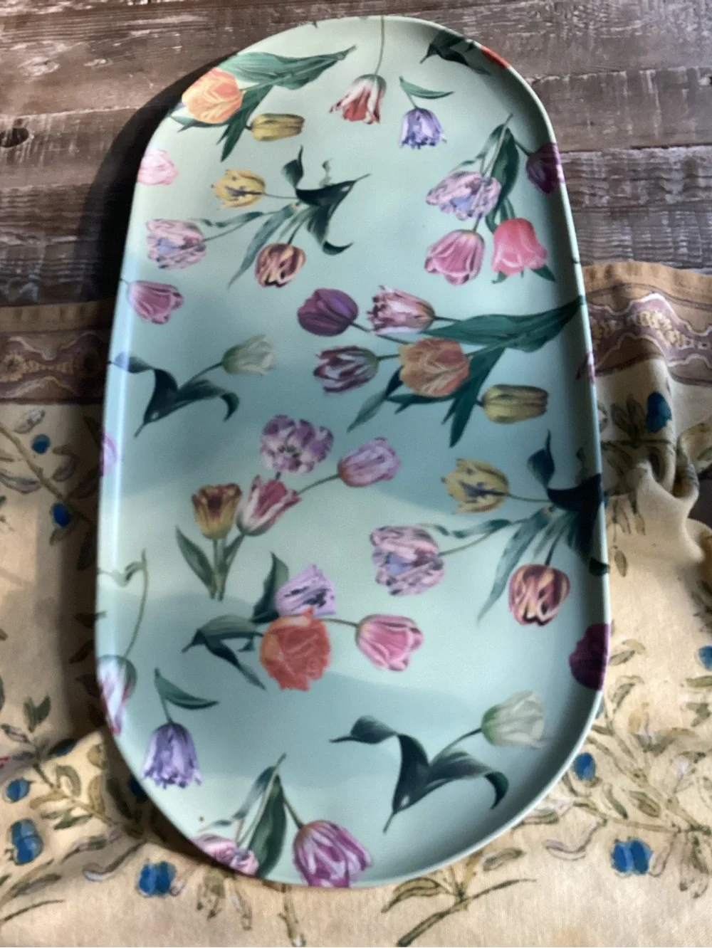 Anthropologie Terrain Floral Melamine Serving Platter NEW SET OF 3 NEW